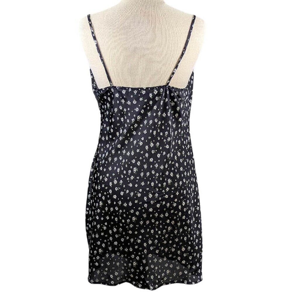 Rue21 Slip Dress Womens Large Black Floral Y2K Coquette‎ Girl Festival Party - Picture 4 of 10